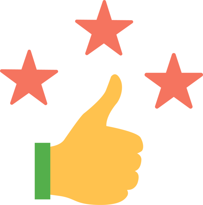 A thumbs up with three stars around it