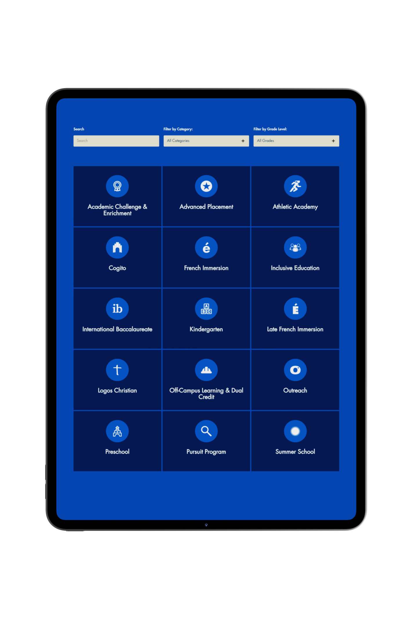 The list of SPS's programs, with search and filter options.