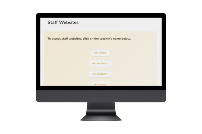 A list of staff websites.